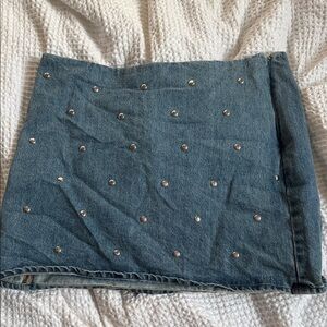 Denim Studded Mini Skirt
